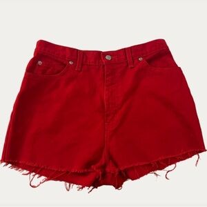 Vintage Faded Glory Red High Waisted Cutoff Denim Shorts